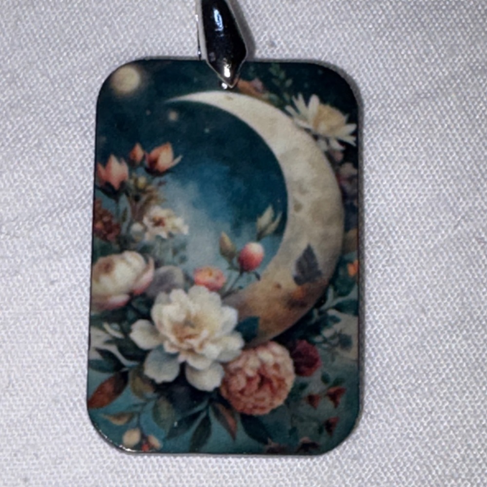 Moon and flower necklace